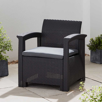 Rattan Armchair in Graphite Garden Furniture True Shopping   
