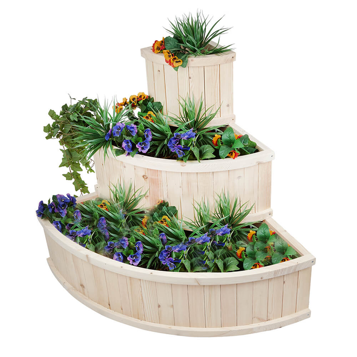 3-Tiered Wooden Cascade Planter