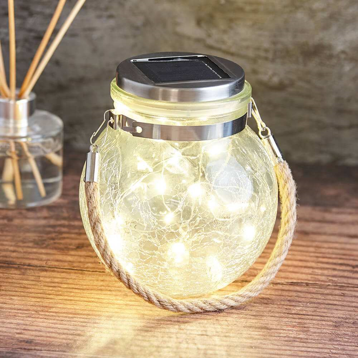 Solar Powered Glass Jar Lantern Light