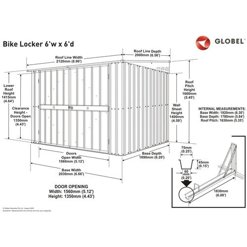 Globel 6′x6′ Bicycle Store Anthracite Grey Metal Storage True Shopping   