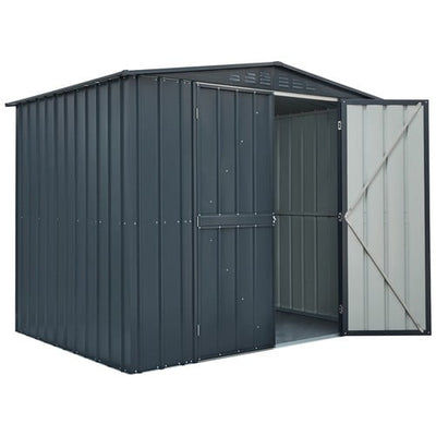 Globel 8′x6′ Double Hinged Apex Metal Shed – Anthracite Grey Metal Sheds True Shopping   