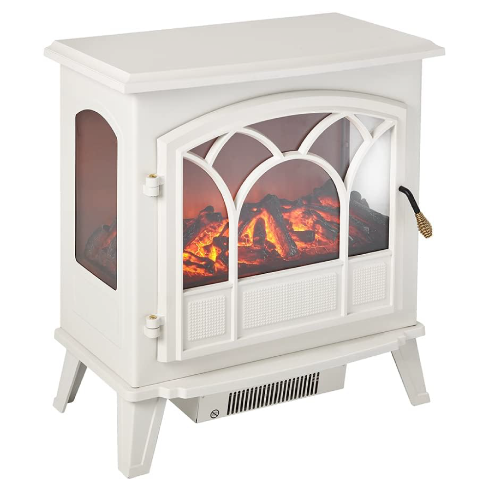 Freestanding Fireplace White Electric Stove Fire Dunelm Flame