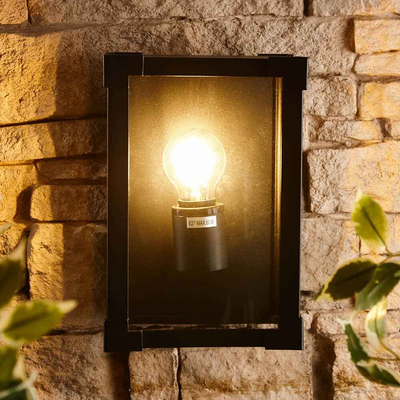 Biard Glass & Black Aluminium Outdoor Wall Light Lighting True Shopping   