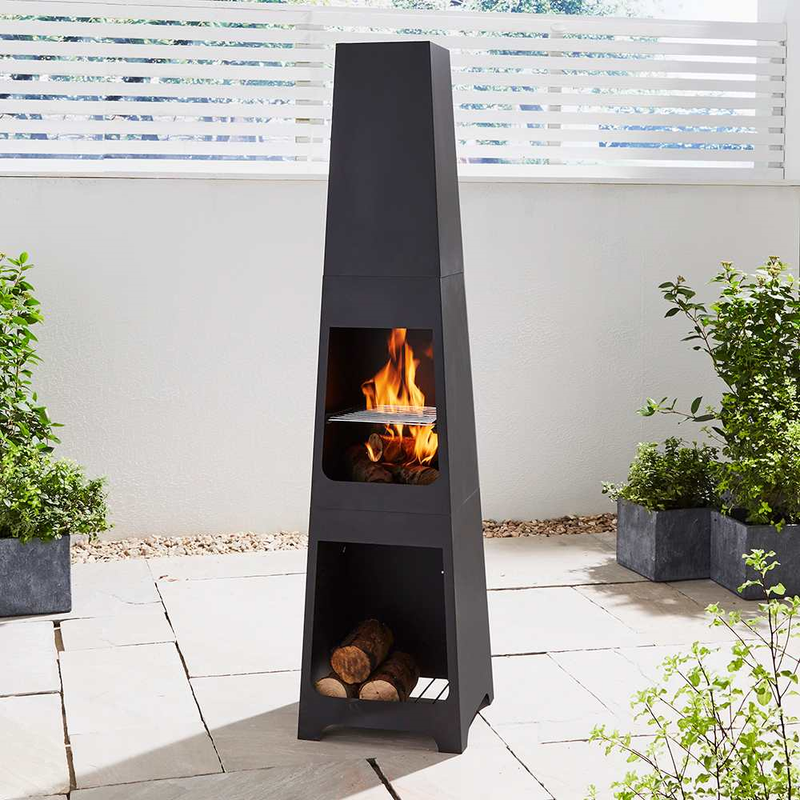 150cm Black Steel Chimenea Outdoor Leisure True Shopping   