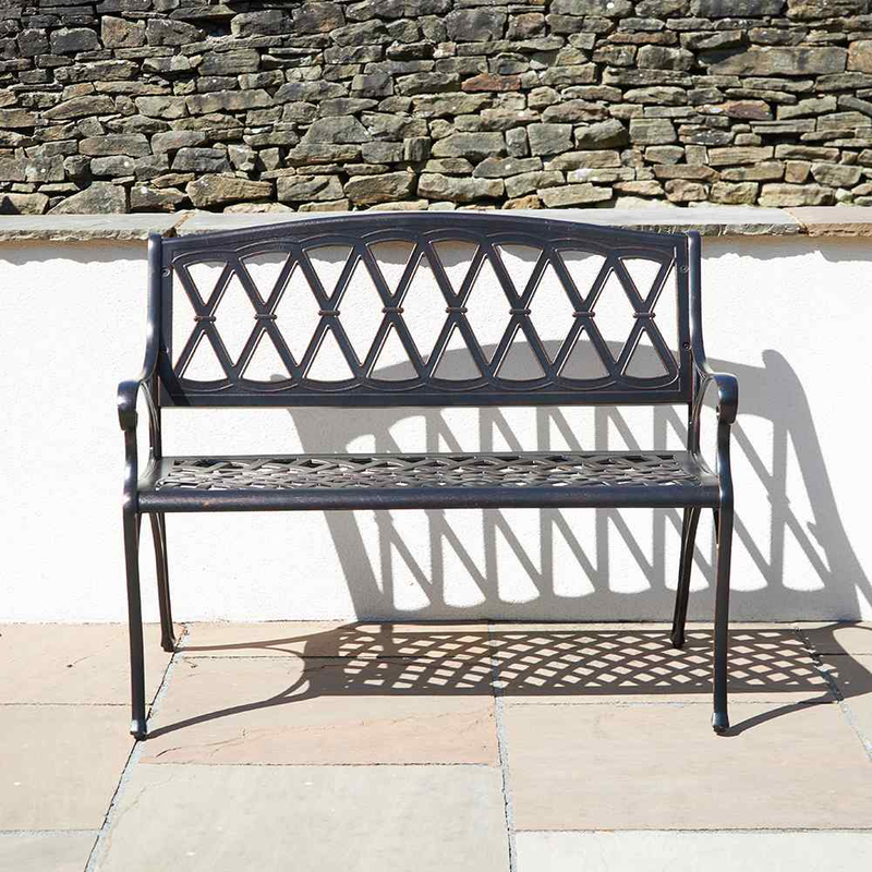 Black Cast Aluminium Bench  True Shopping   