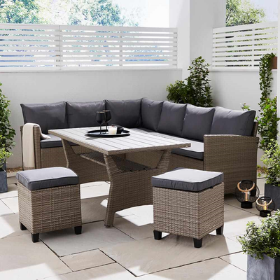 Rattan Corner Sofa Set with Dining Table Rattan Garden Furniture True Shopping   