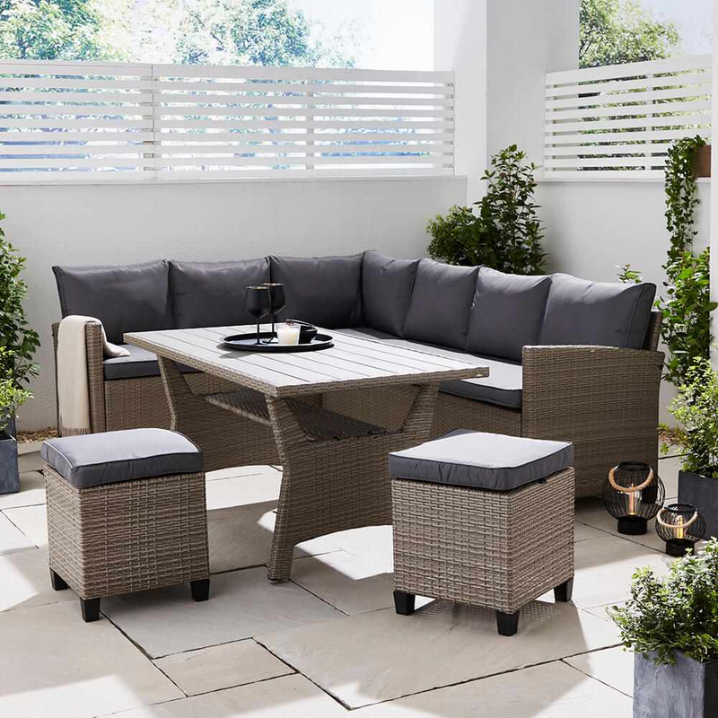 Rattan Corner Sofa Set with Dining Table Rattan Garden Furniture True Shopping   