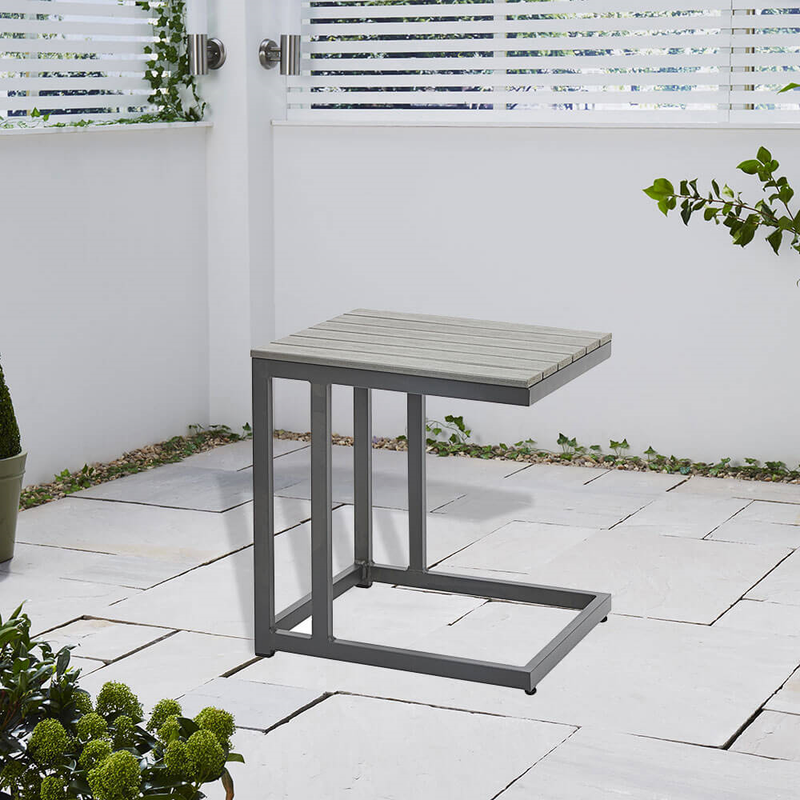 Grey Polywood Outdoor Side Table Garden Furniture True Shopping Default Title  