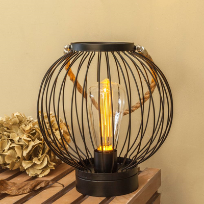Black Metal Lantern with Edison Bulb Lighting True Shopping   