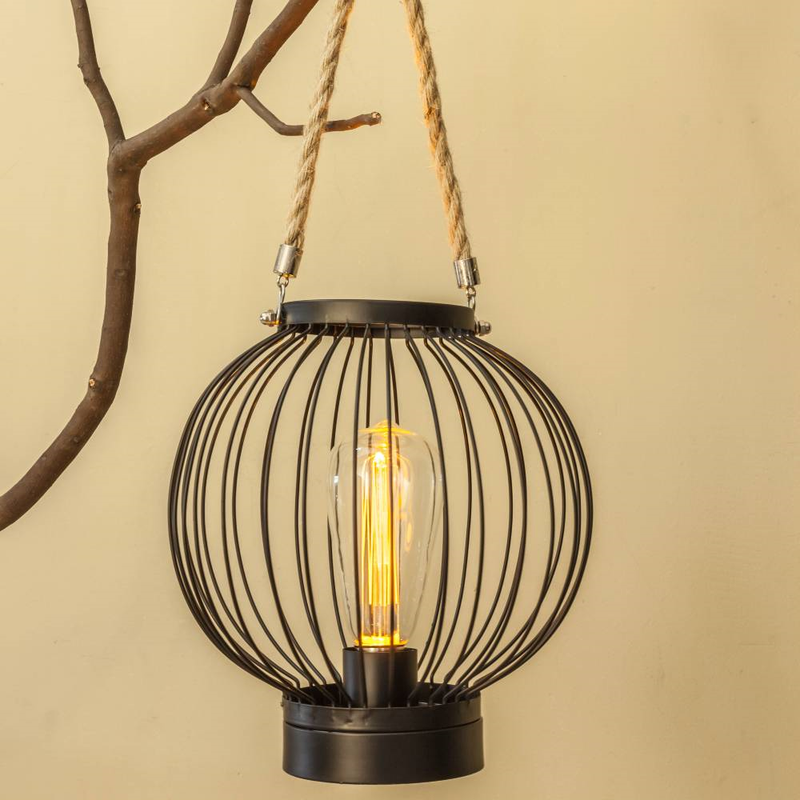 Black Metal Lantern with Edison Bulb Lighting True Shopping   