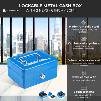 Lockable Metal Cash Box Home True Shopping   