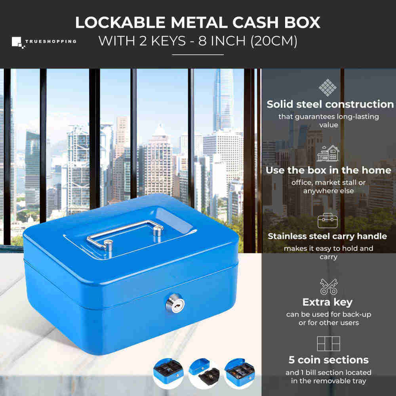 Lockable Metal Cash Box Home True Shopping   