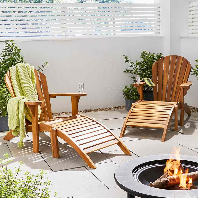 Topsham Adirondack Teak Chair & Foot Stool Garden Furniture True Shopping   