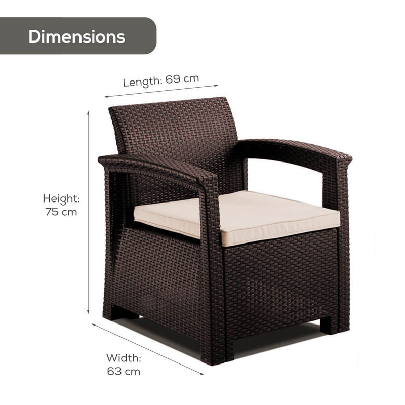 Rattan Armchair with Cushion Garden Furniture