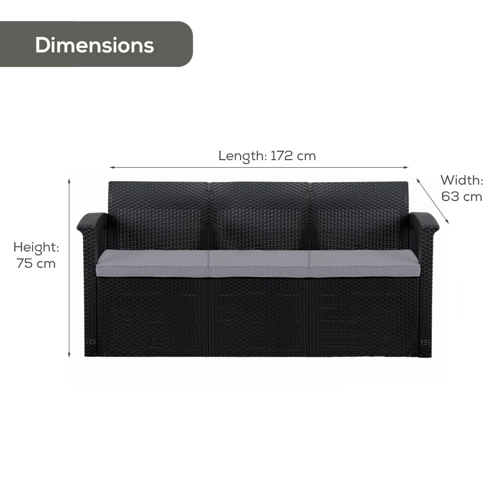 Graphite Rattan Sofa Grey Cushions Furniture