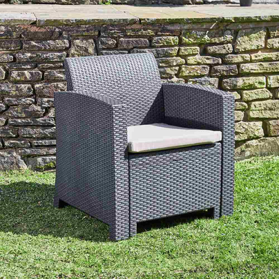 Marbella Rattan Garden Armchair (Graphite) Garden Furniture True Shopping   