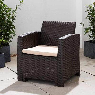 Marbella Rattan Armchair (Brown) Garden Furniture True Shopping   