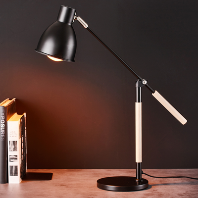 Black Metal & Wood Desk Lamp Lighting True Shopping   