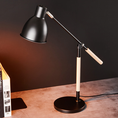 Black Metal & Wood Desk Lamp Lighting True Shopping   