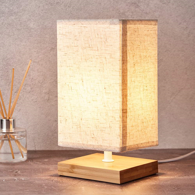 Square Bedside Table Lamp (Grey Shade) Lighting True Shopping   