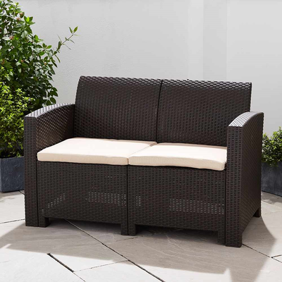 Marbella 2-Seater Rattan Sofa (Brown) Garden Furniture True Shopping   