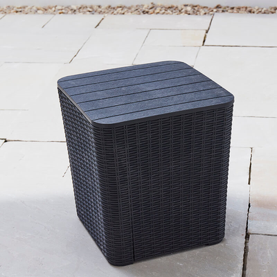 Rattan Side Table, Storage Box & Seat Garden Furniture True Shopping Black  