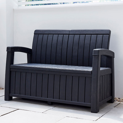 Outdoor Storage Bench (184L) Garden Furniture True Shopping Black  