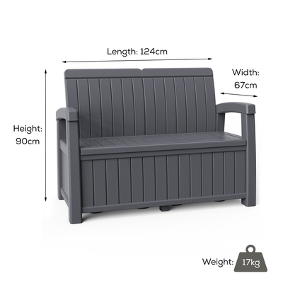 Outdoor Storage Bench (184L) Garden Furniture True Shopping Grey  
