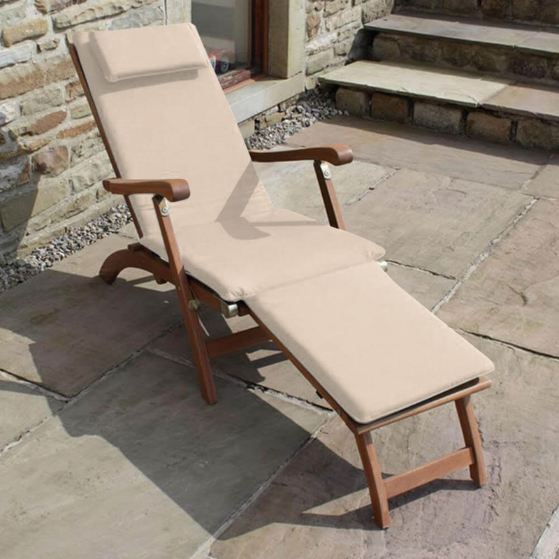 3-Section Luxury Steamer Lounger Cushion Garden Furniture Cushions True Shopping Beige  