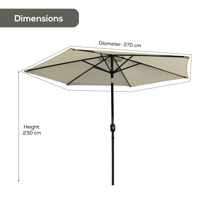 2.7m Crank & Tilt Garden Parasol Outdoor Leisure True Shopping   