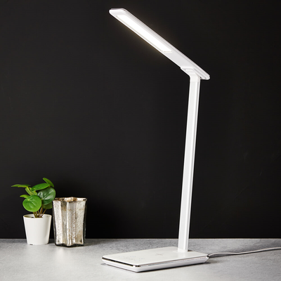 White Desk Lamp with Wireless & USB Charger Lighting True Shopping   