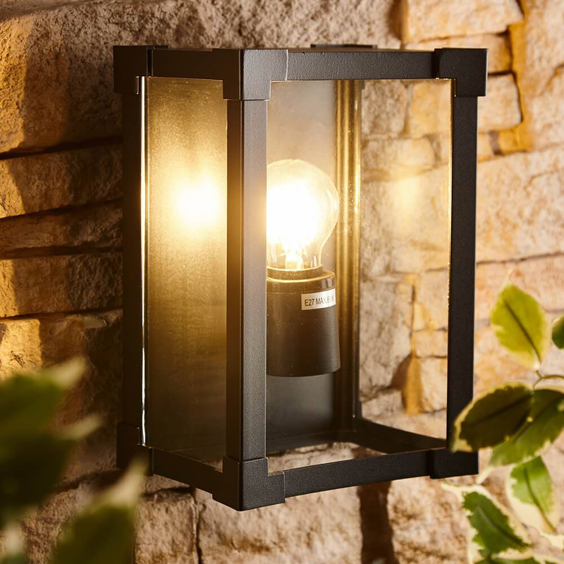 Biard Glass & Black Aluminium Outdoor Wall Light Lighting True Shopping   