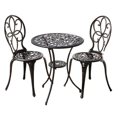 Cast Aluminium Bistro Set Garden Furniture True Shopping Black  