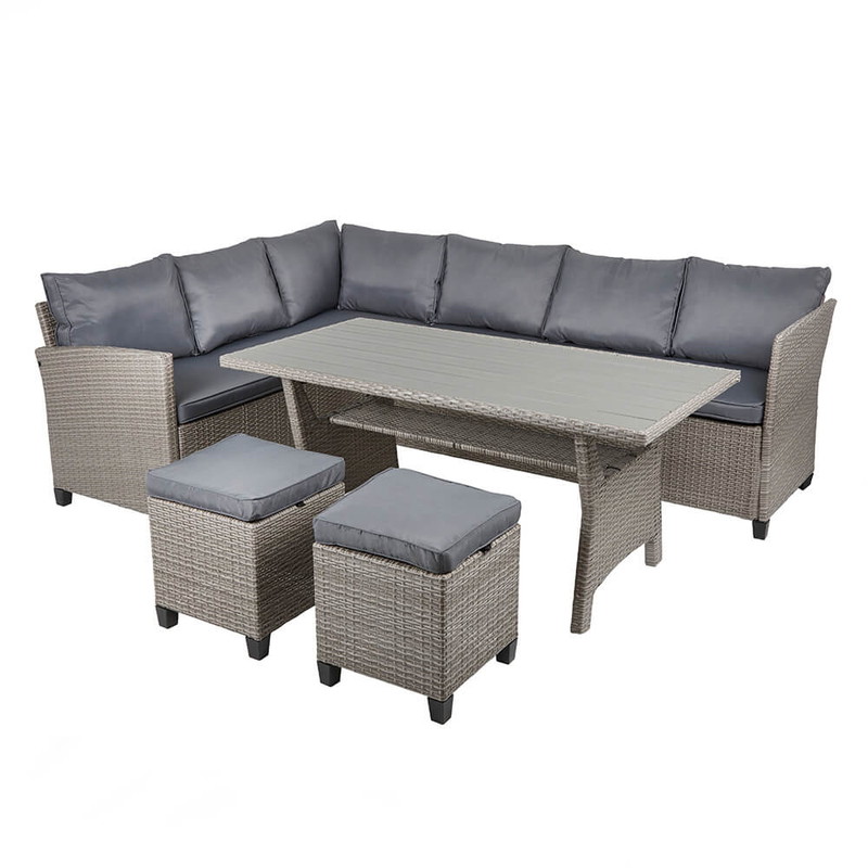 Rattan Corner Sofa Set with Dining Table Rattan Garden Furniture True Shopping   