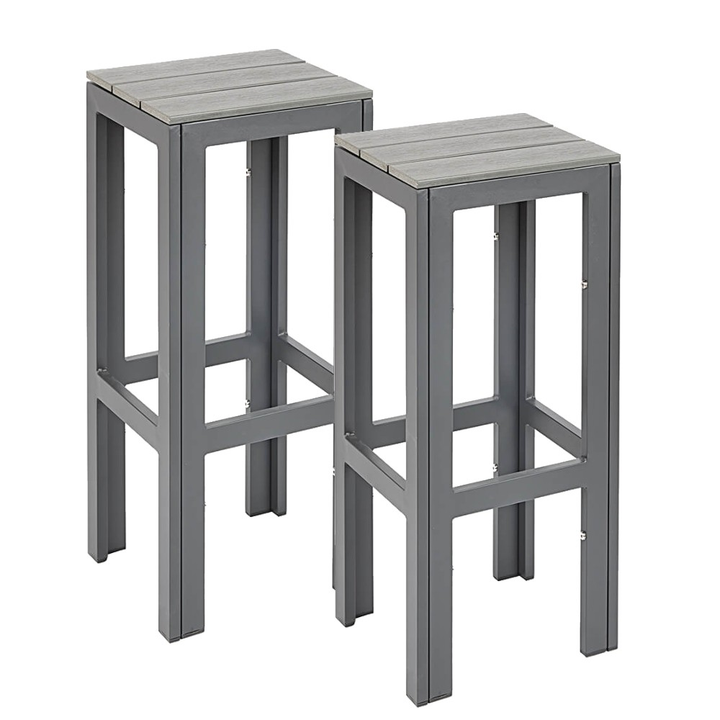 Grey Polywood Bar Stools (Pair)