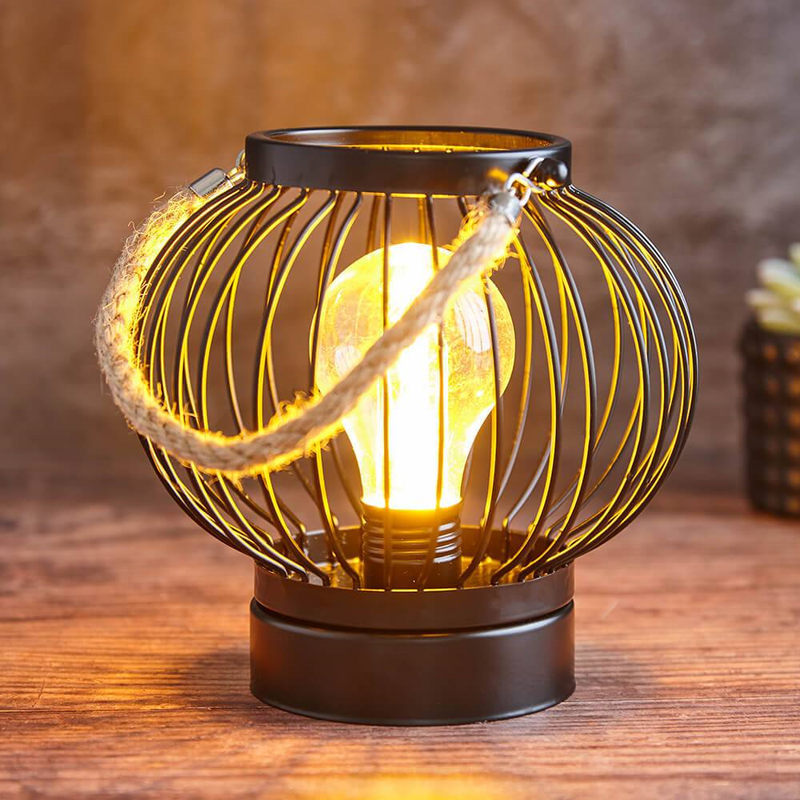 Cage Lantern with Edison Bulb Lighting Trueshopping