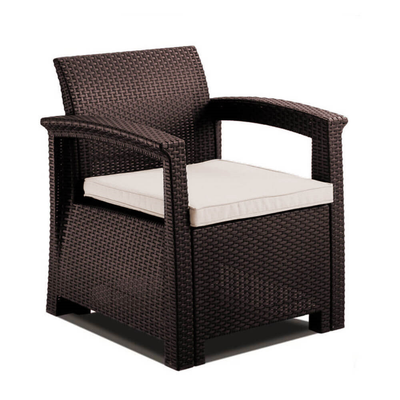 Rattan Armchair with Cushion Garden Furniture True Shopping Brown  
