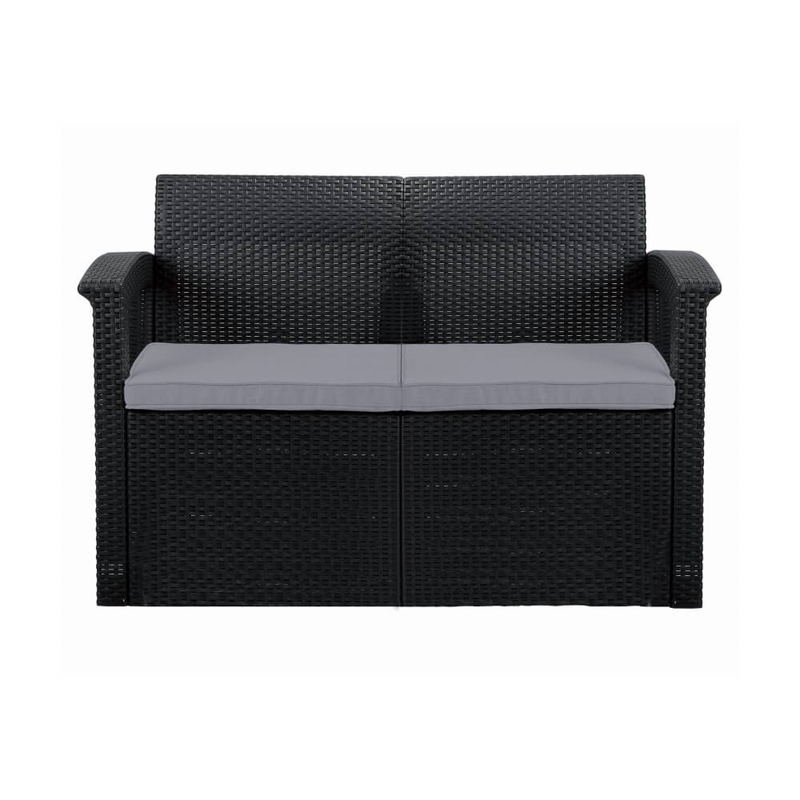 Rattan Sofa with Grey Cushions Garden Furniture True Shopping 2-Seater  