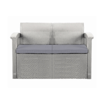 Rattan 2-Seater Sofa with Cushions Garden Furniture True Shopping Grey  