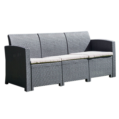 Marbella 3-Seater Rattan Garden Sofa (Graphite) Garden Furniture True Shopping   