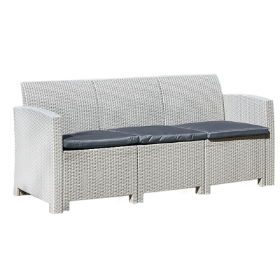 Marbella 3-Seater Rattan Sofa (Grey) Garden Furniture True Shopping   