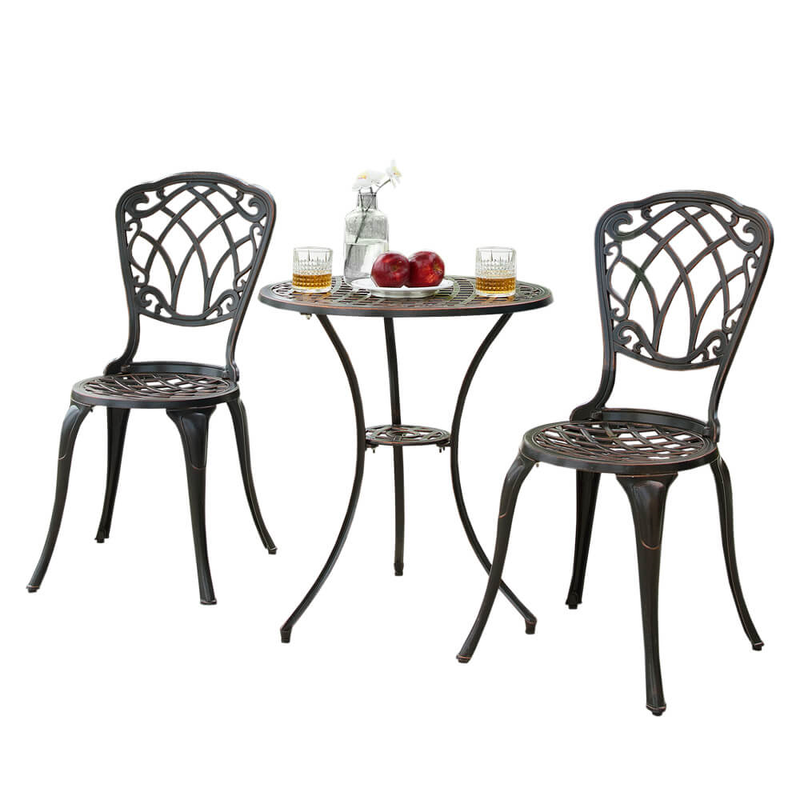 Cast Aluminium Bistro Set Garden Furniture True Shopping Bronze  