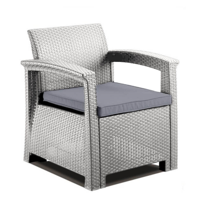 Rattan Armchair with Cushion Garden Furniture True Shopping Grey  