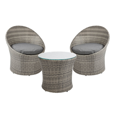 3-Piece Rattan Garden Bistro Egg Set Garden Furniture True Shopping Grey  