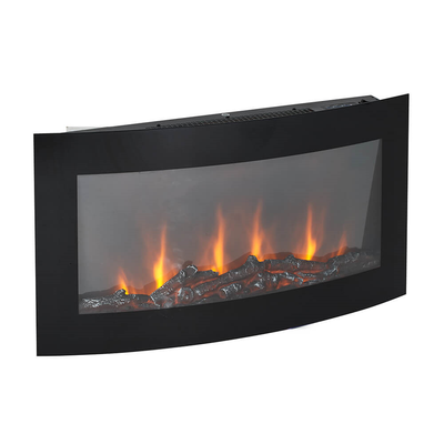 Wall-Mounted Curved Log-Effect Fireplace Home heating True Shopping   