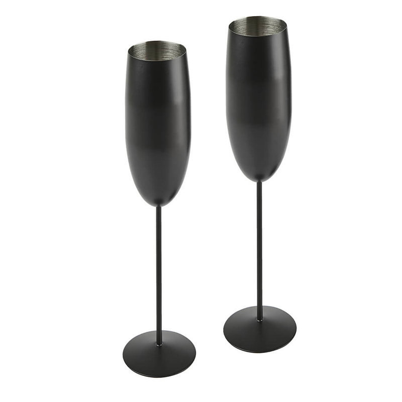 Matt Black Stainless Steel Champagne Flutes (Pair) Outdoor Entertaining True Shopping   