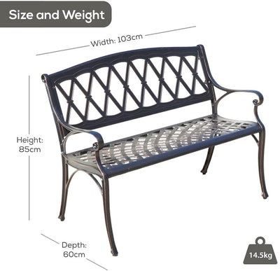 Black Cast Aluminium Bench  True Shopping   