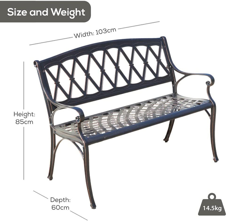 Black Cast Aluminium Bench  True Shopping   