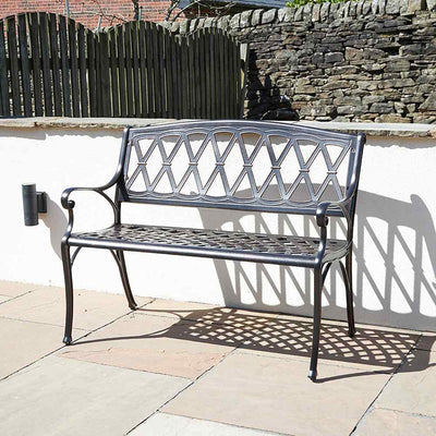 Black Cast Aluminium Bench  True Shopping   