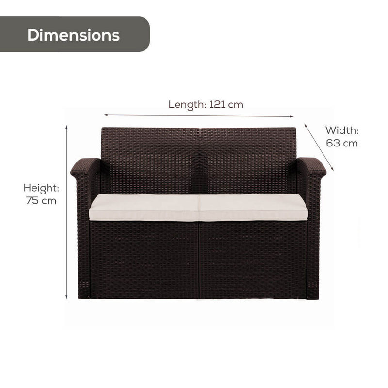 Rattan 2-Seater Sofa with Cushions Garden Furniture True Shopping   